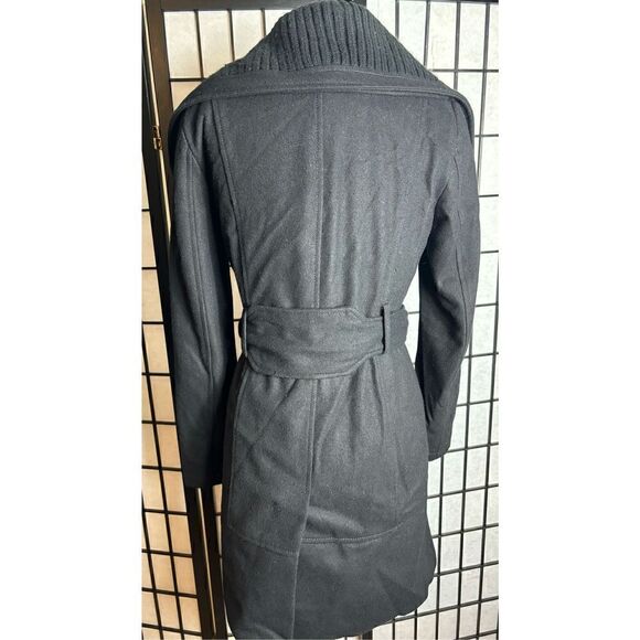 Express Black Side Zip WoolBland Trench Coat - Picture 6 of 11
